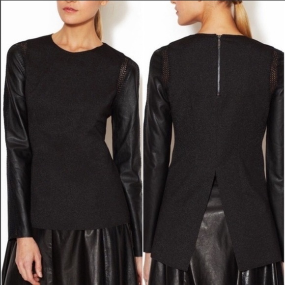 Stella & Jamie Tops - Stella & Jamie S Rio Knit Top Leather Sleeves